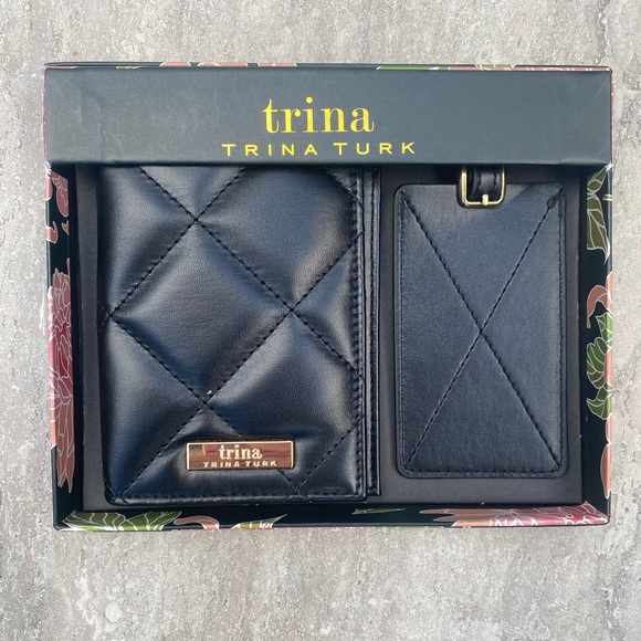 Trina Turk Accessories - Trina Turk New Black Quilted Wallet and Luggage Tag Gift Set